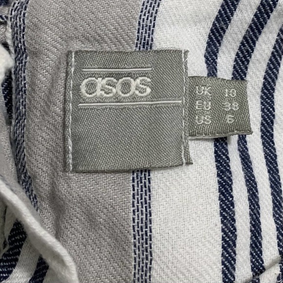 Asos Dress Women's Size 6 Gray White Multicolor Striped Casual Short Sleeve - Picture 6 of 9